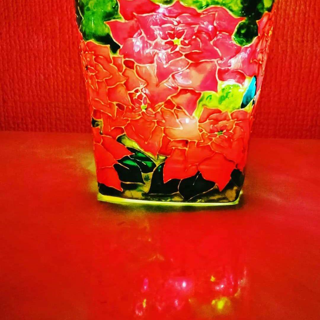 【再販】冬 ポインセチアのキャンドルホルダー