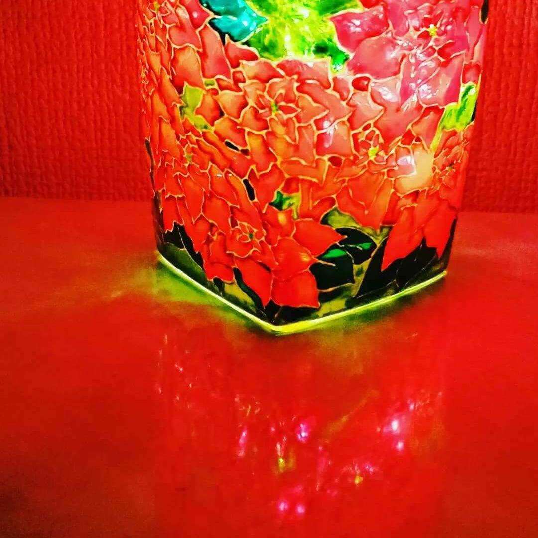 【再販】冬 ポインセチアのキャンドルホルダー