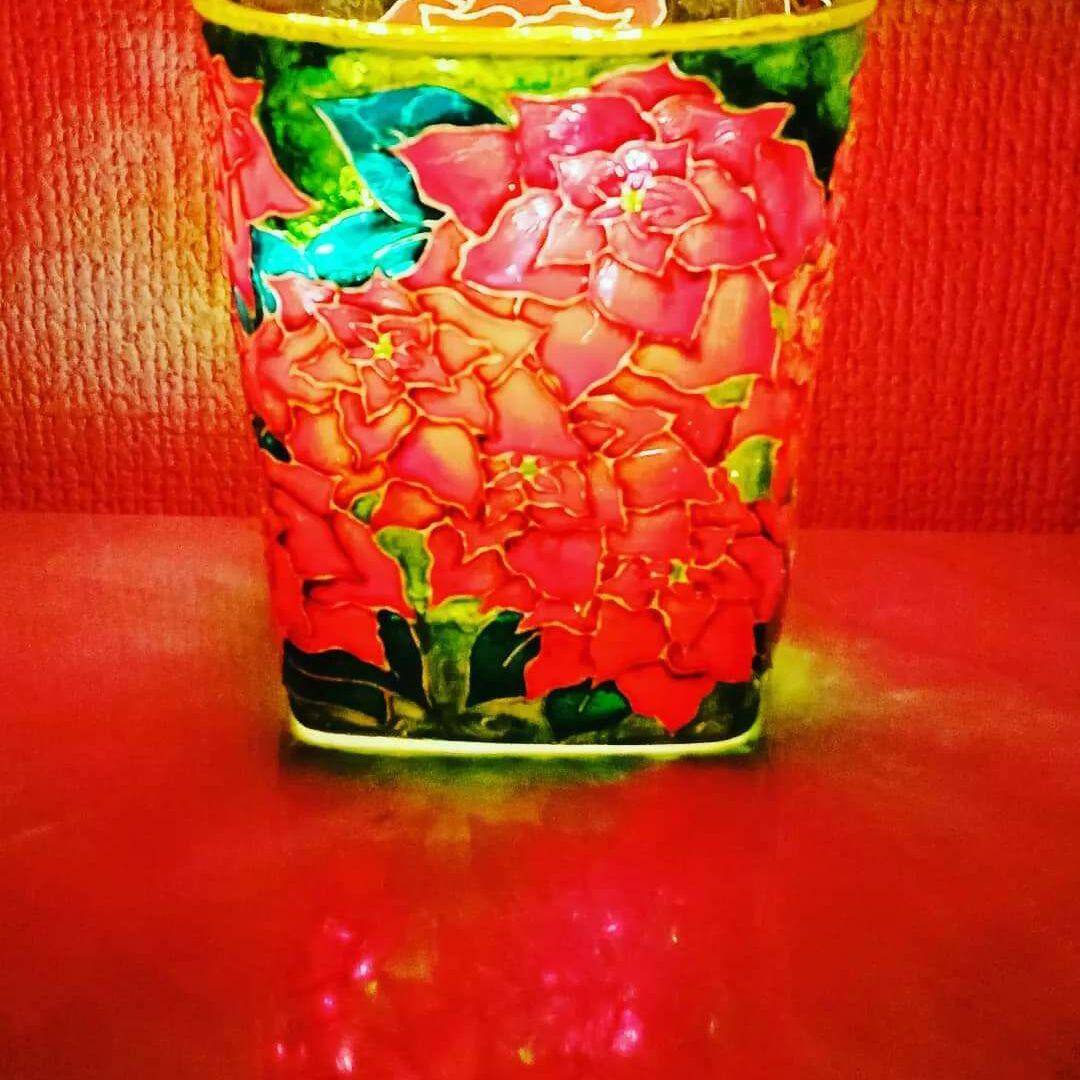 【再販】冬 ポインセチアのキャンドルホルダー