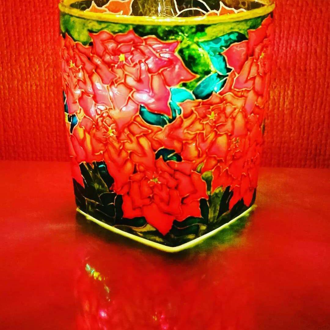 【再販】冬 ポインセチアのキャンドルホルダー