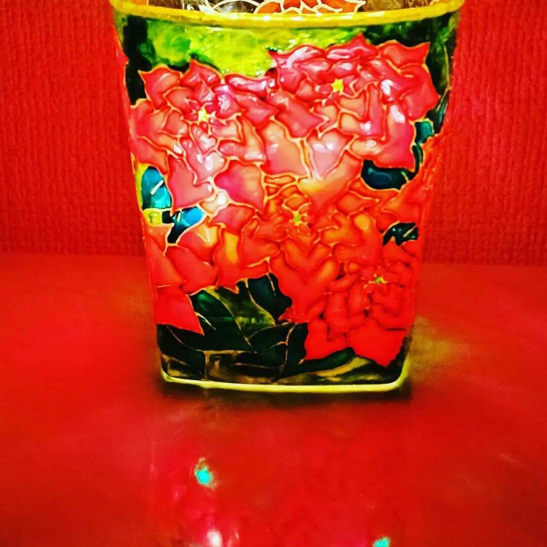 【再販】冬 ポインセチアのキャンドルホルダー