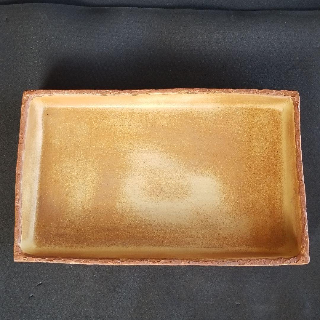 信楽焼 水盤 松皮長角水盤  直径３９cm