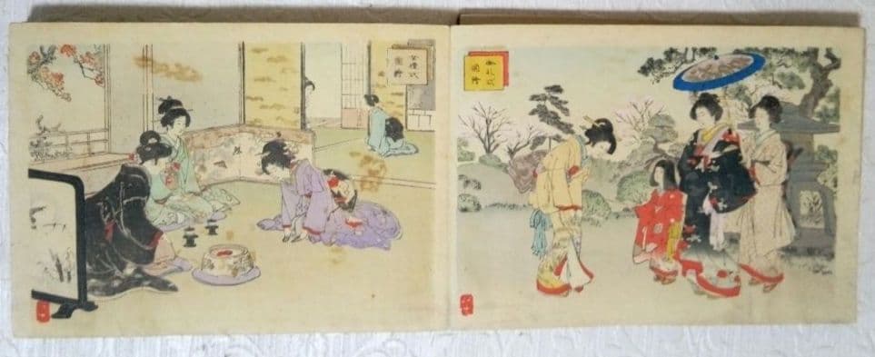 浮世絵画帖女禮式図繪全(24図入り、中判)安達吟光画明治12年～22年具足屋出版