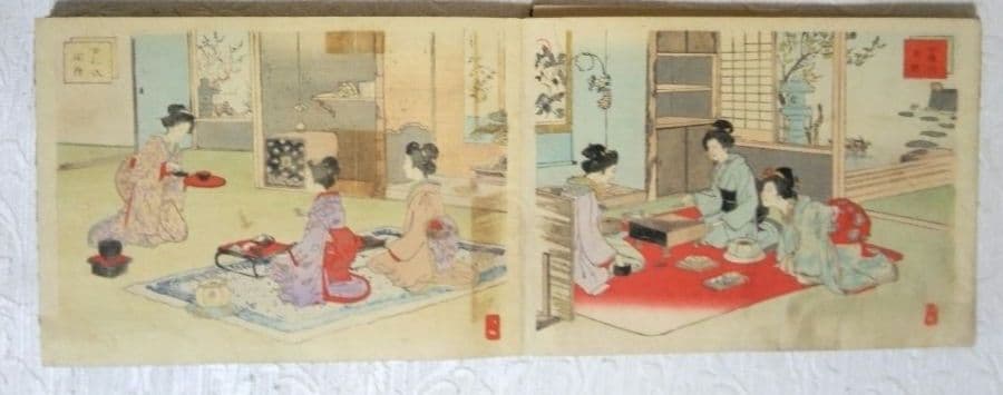 浮世絵画帖女禮式図繪全(24図入り、中判)安達吟光画明治12年～22年具足屋出版