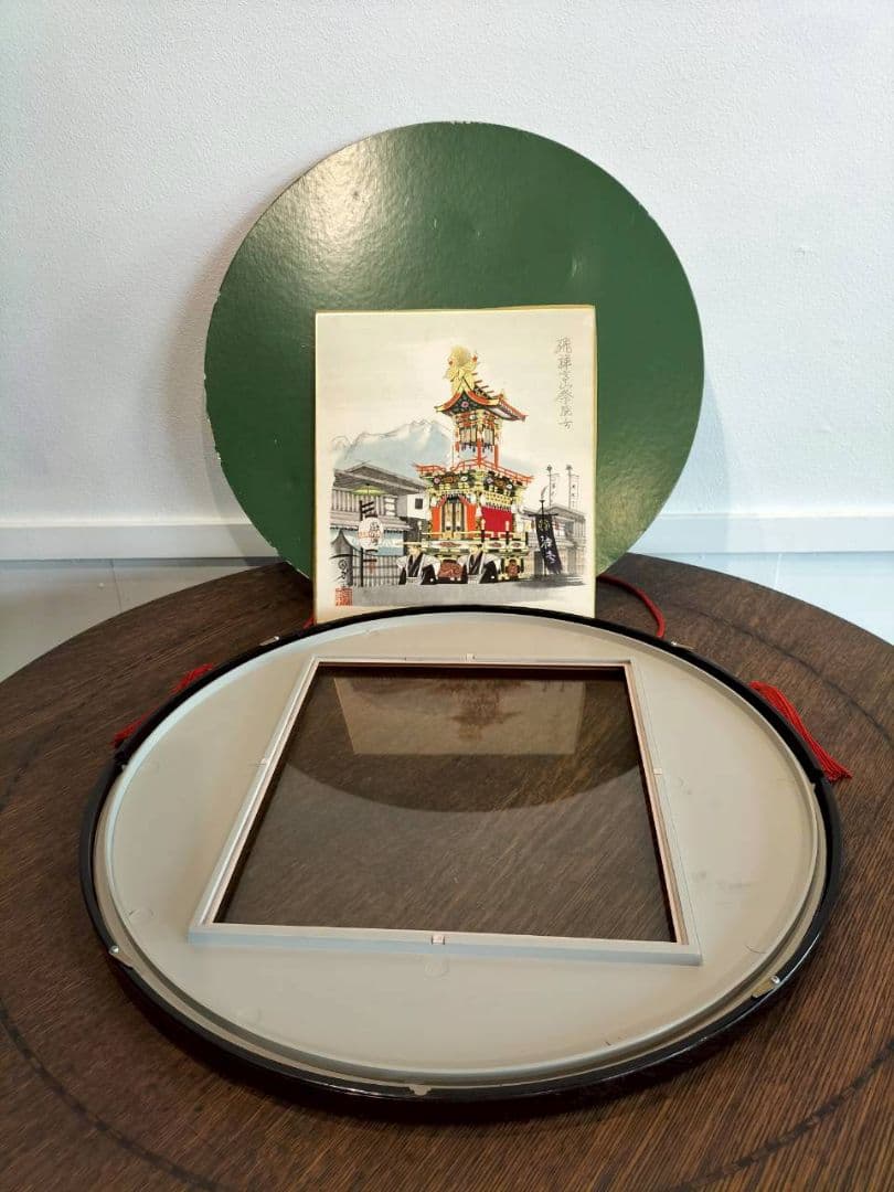 飛騨高山祭　屋台　色紙　円形額　絵画　岐阜　山車