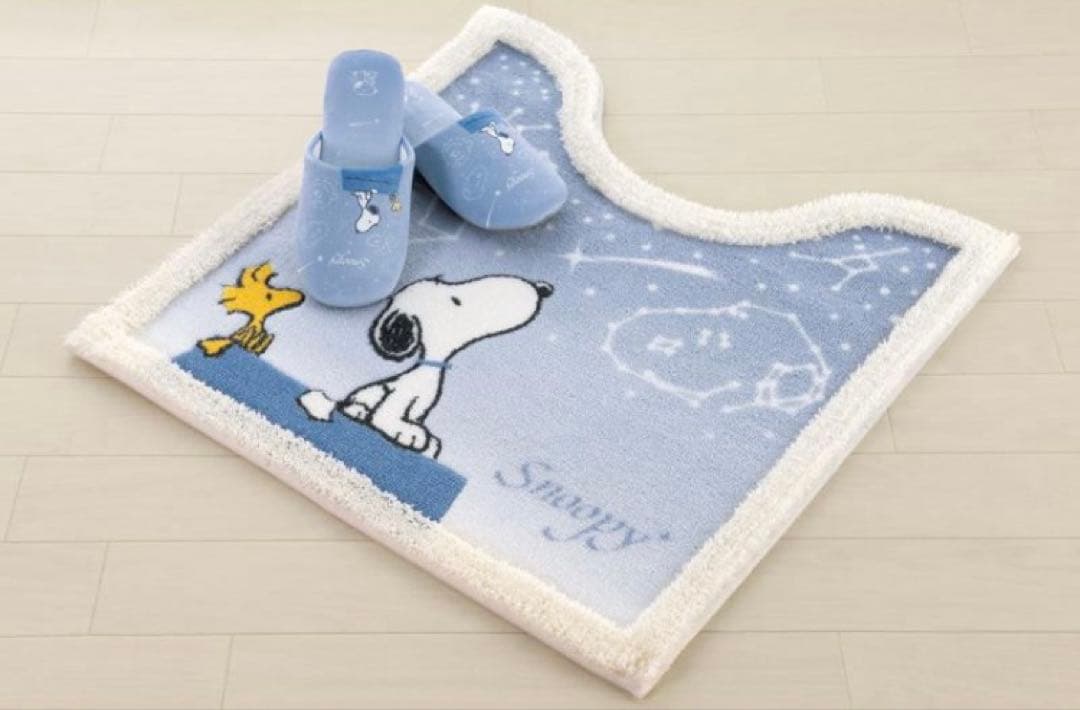 25日迄大特価ブルーグレー色PEANUTS スヌーピー トイレマットセット　新品
