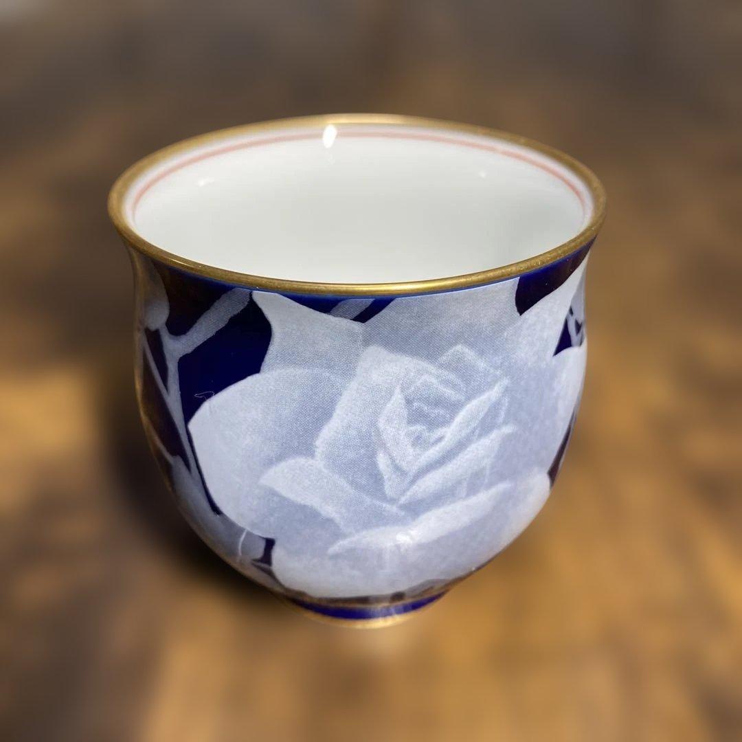 香蘭社 ネイビーブルー陶器急須と湯呑み2個セット