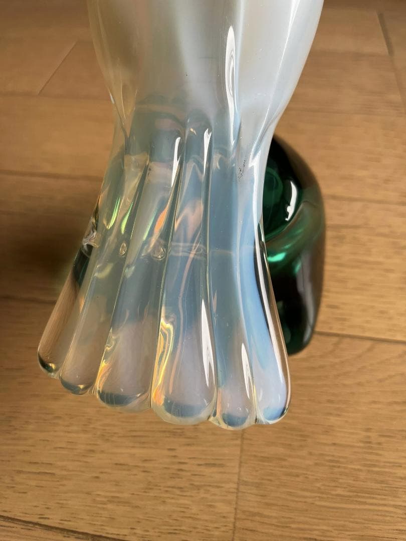 希少 イタリア製ヴィンテージガラス 鳥 オブジェ 大型 29cm ムラーノ系置物