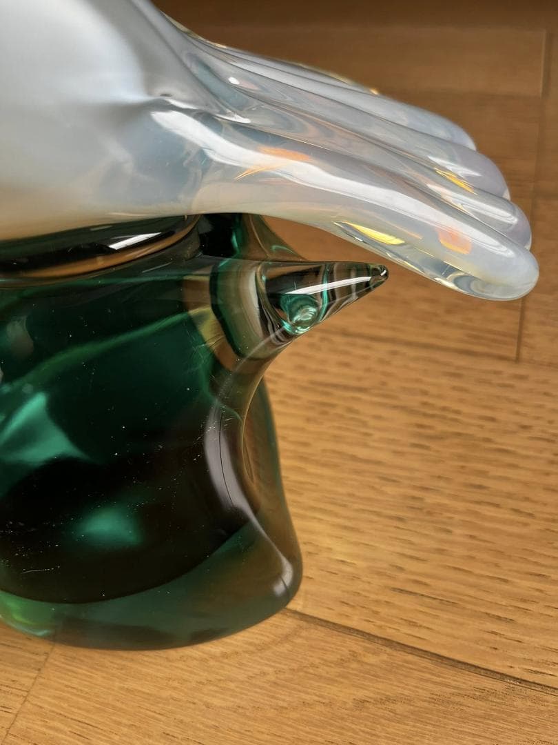 希少 イタリア製ヴィンテージガラス 鳥 オブジェ 大型 29cm ムラーノ系置物