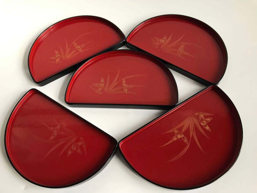 輪島塗　半月皿 菓子皿 5枚