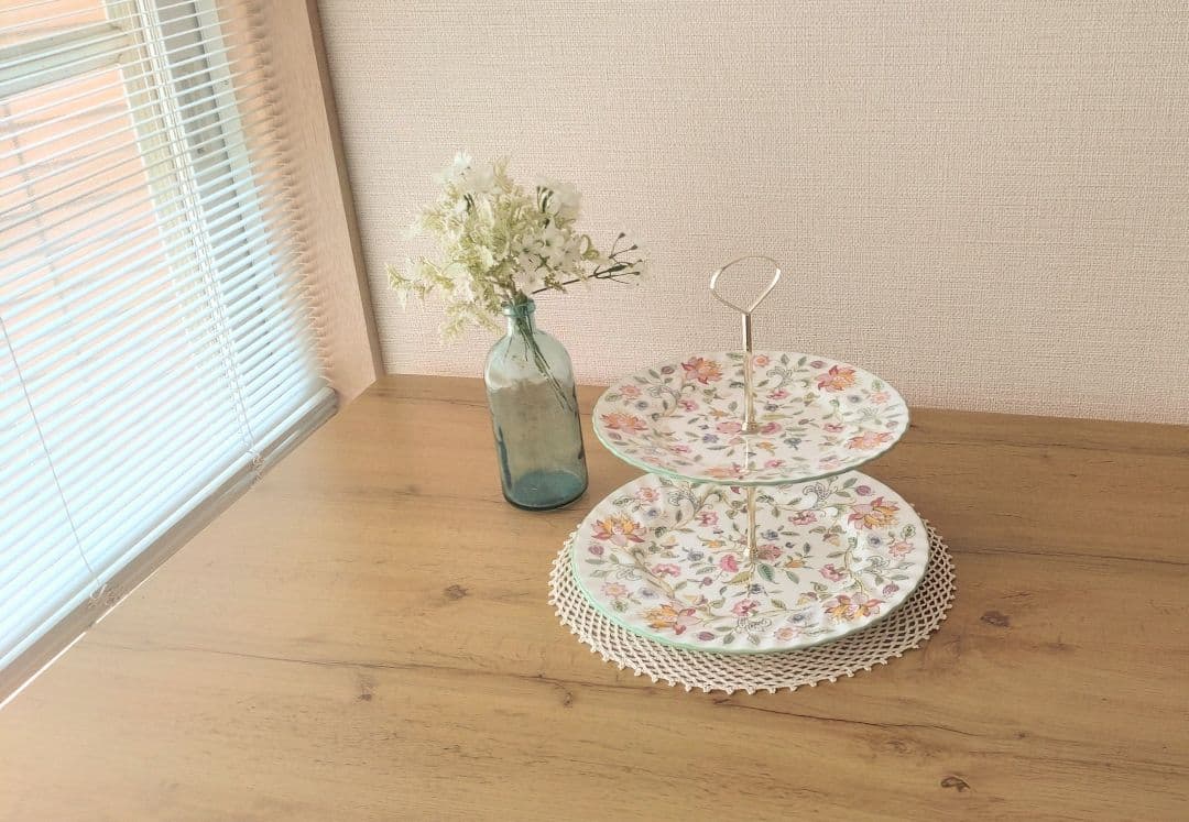 ミントン　ハドンホール　ケーキスタンド　アフタヌーンティー　2段　箱あり