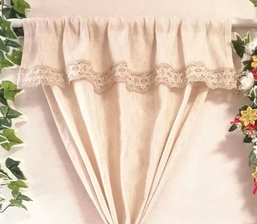 新作SALE♥カントリーカフェカーテン♡ミルクティーベージュ 綿麻 128×64