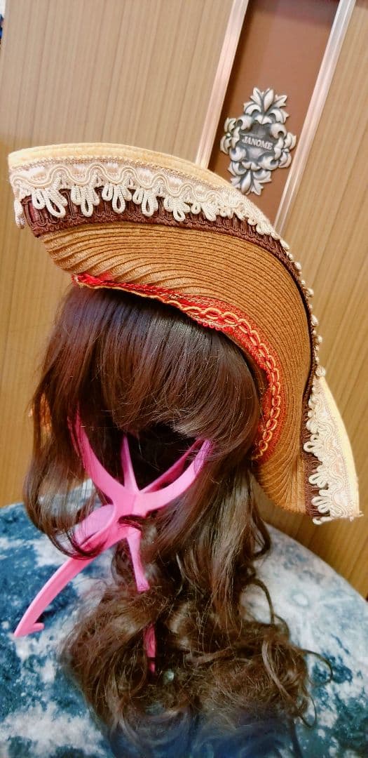 麦わら素材の海賊帽子　トライコーン