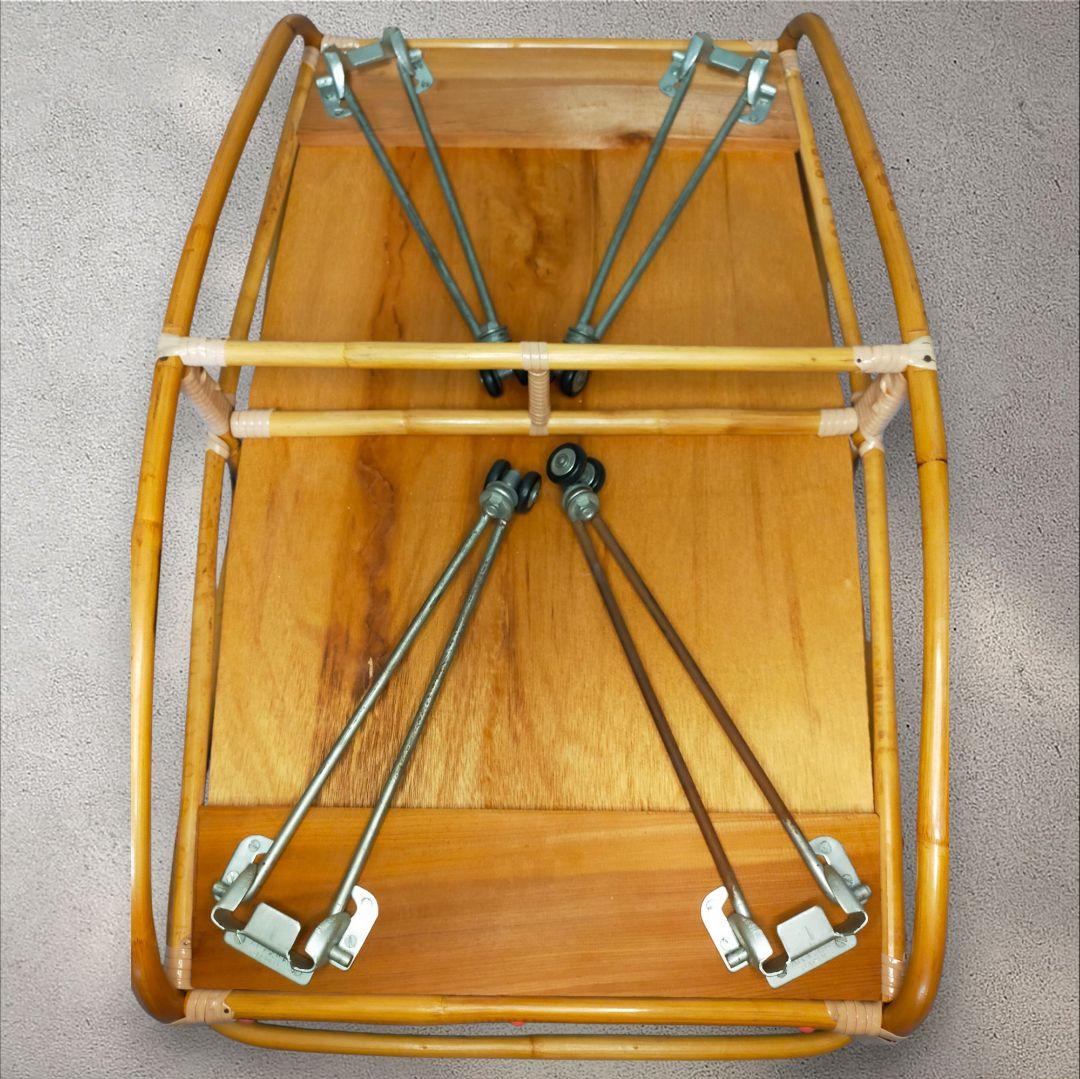 【レトロ】❀ラタン ❀ベビーベッドゆりかご❀ キャスター付き