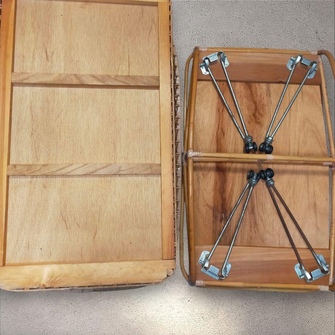 【レトロ】❀ラタン ❀ベビーベッドゆりかご❀ キャスター付き