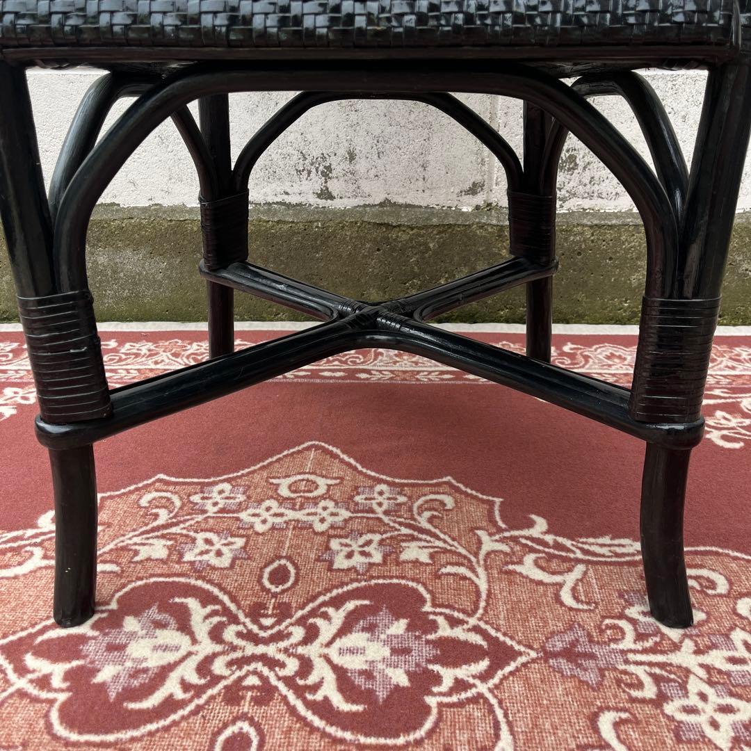 ASPLUND◾️編み込み本革レザー×籐ラタンフレーム アームチェア 椅子 黒 A