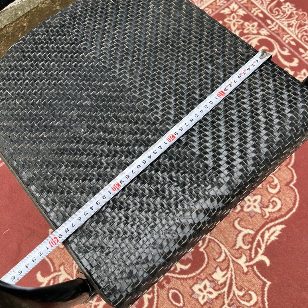 ASPLUND◾️編み込み本革レザー×籐ラタンフレーム アームチェア 椅子 黒 A