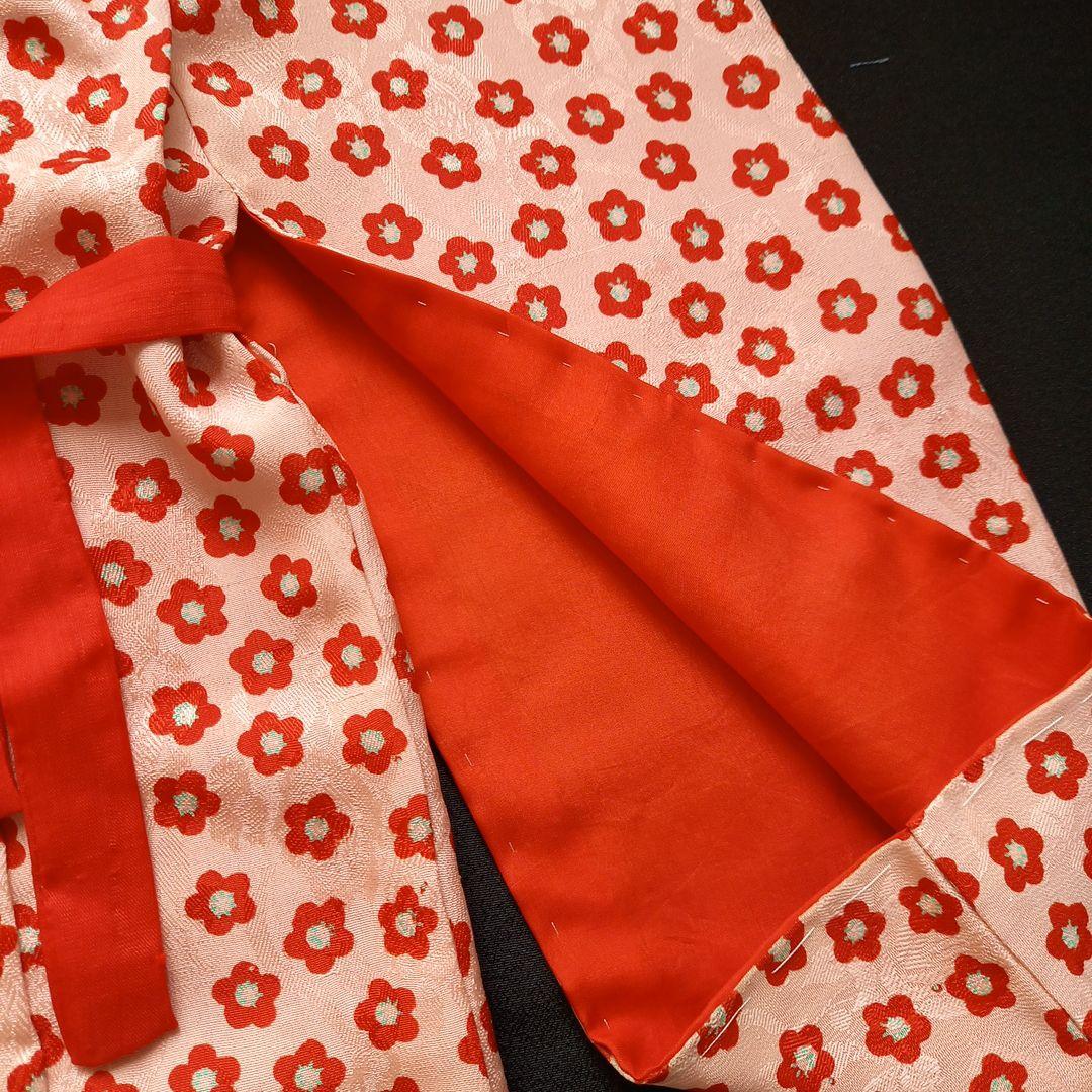 市松人形　ドール　あわせの着物　襦袢　正絹　膨れ織り　上等　茜色