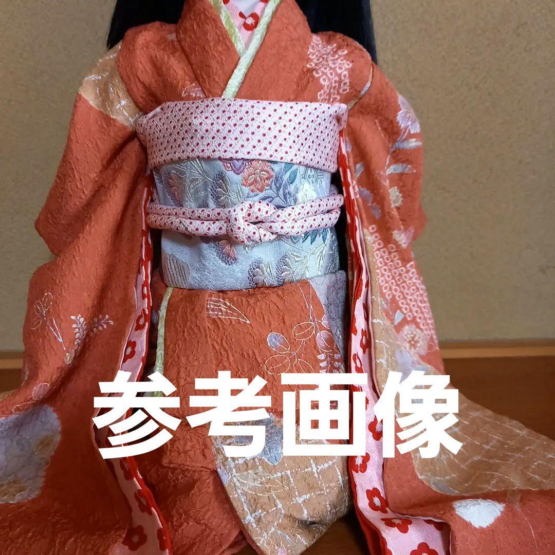 市松人形　ドール　あわせの着物　襦袢　正絹　膨れ織り　上等　茜色