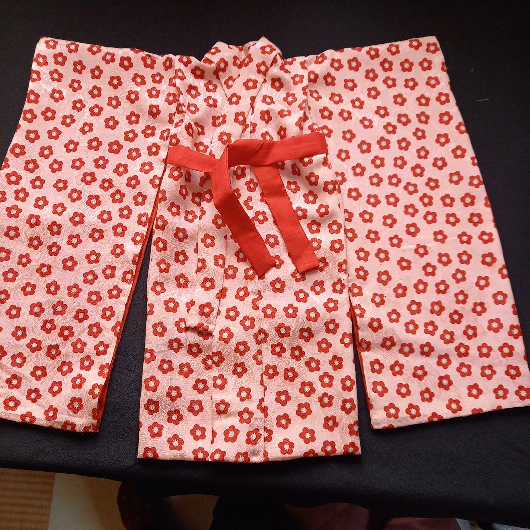 市松人形　ドール　あわせの着物　襦袢　正絹　膨れ織り　上等　茜色