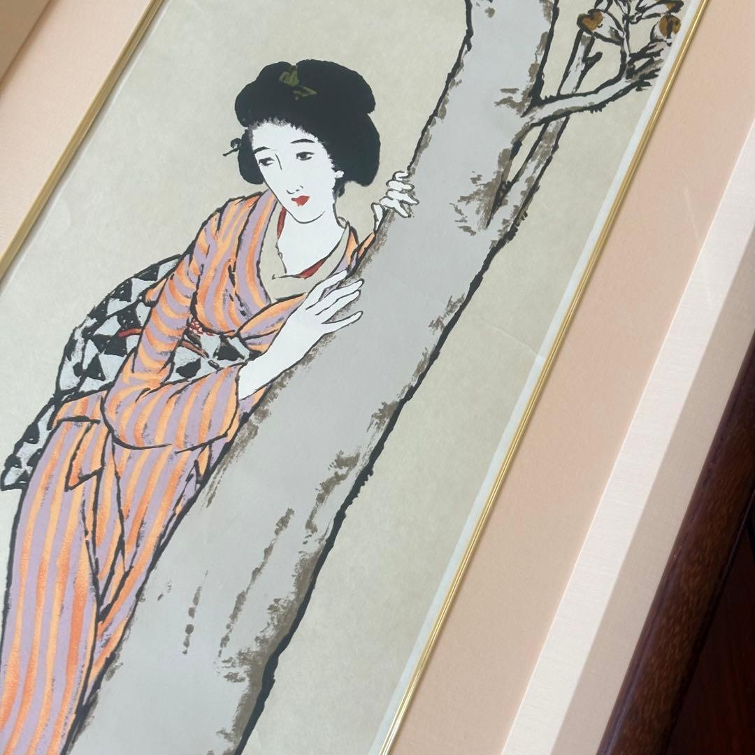 竹久夢二 「春」 リトグラフ 約105cm*50cm 21/300 額装 C