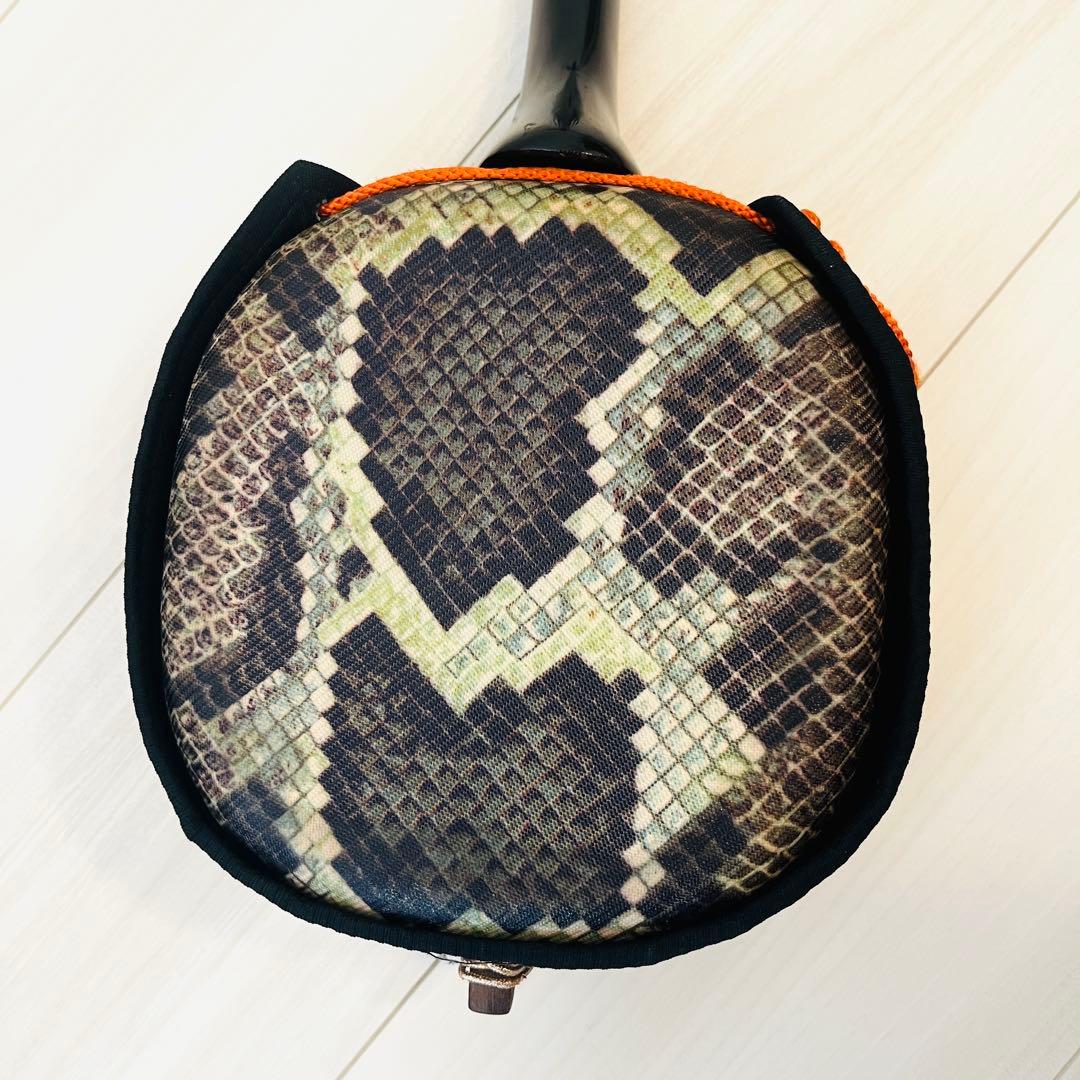 沖縄三線 人工皮 蛇柄 初心者向け 黒塗り棹 練習用