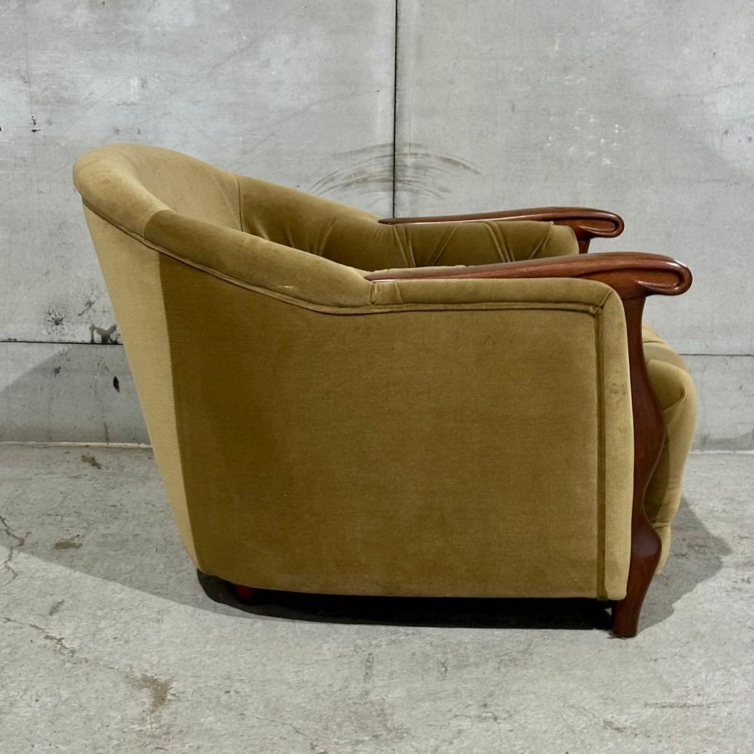 ✦70s✦昭和レトロ Maruni マルニ アームチェア 木製×ベルベット