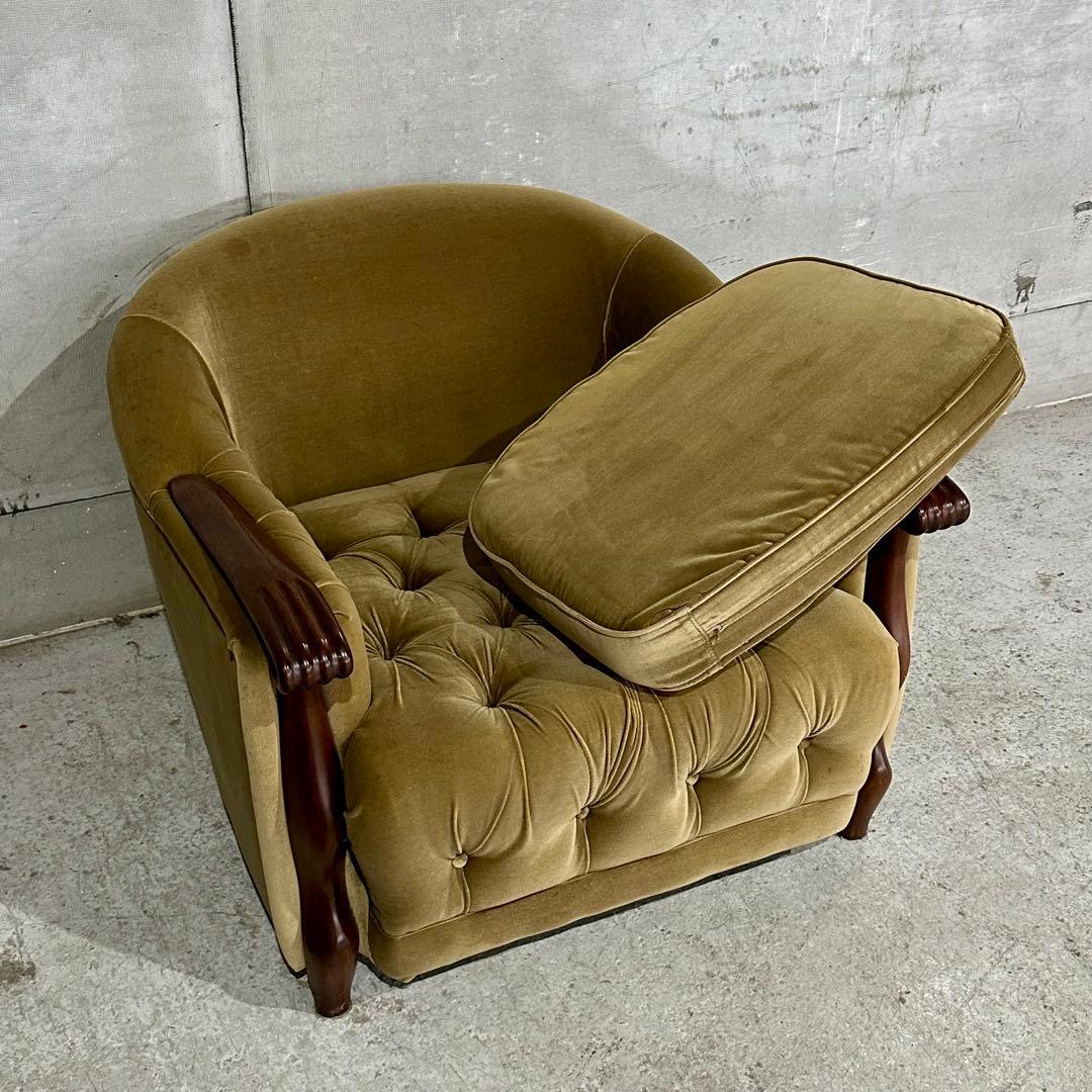 ✦70s✦昭和レトロ Maruni マルニ アームチェア 木製×ベルベット