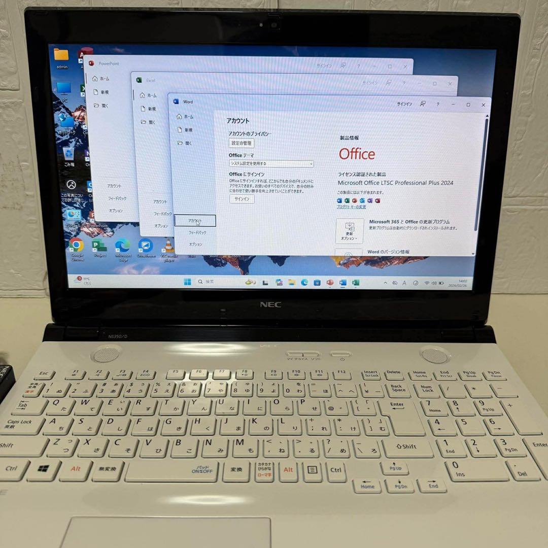 Windows11 オフィス2024年　Webカメラ　SSDサクサク起動　NEC