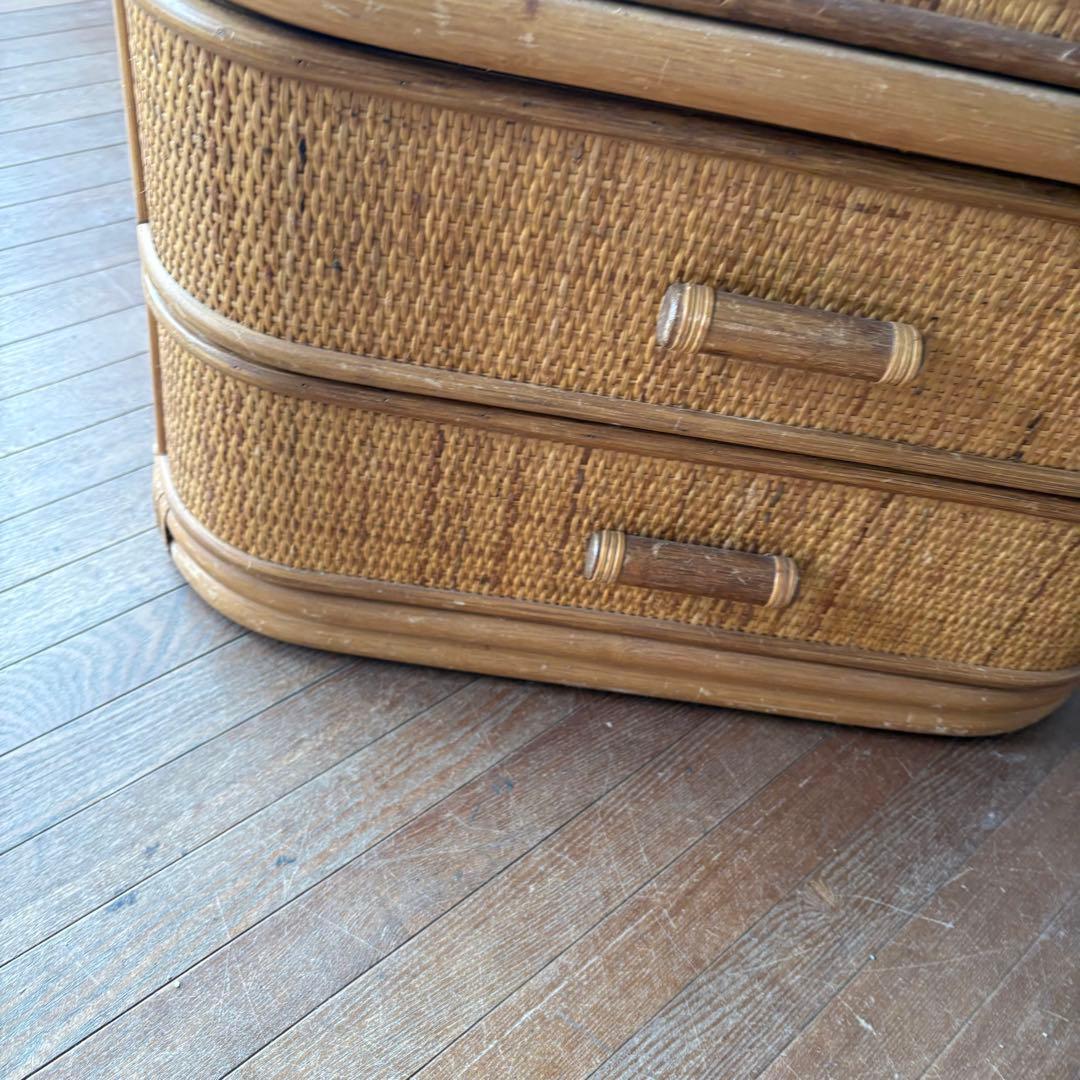 昭和レトロ ラタンチェスト 5段 籐家具 収納棚 アジアン ナチュラル 古家具