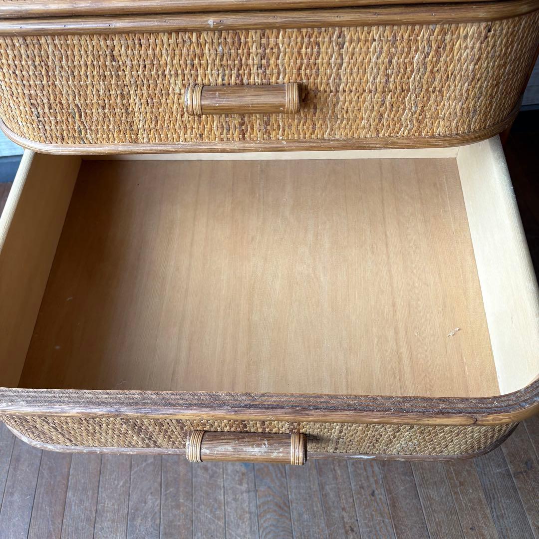 昭和レトロ ラタンチェスト 5段 籐家具 収納棚 アジアン ナチュラル 古家具