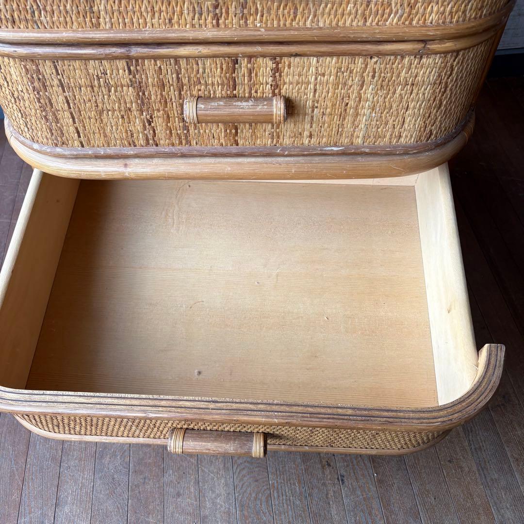 昭和レトロ ラタンチェスト 5段 籐家具 収納棚 アジアン ナチュラル 古家具