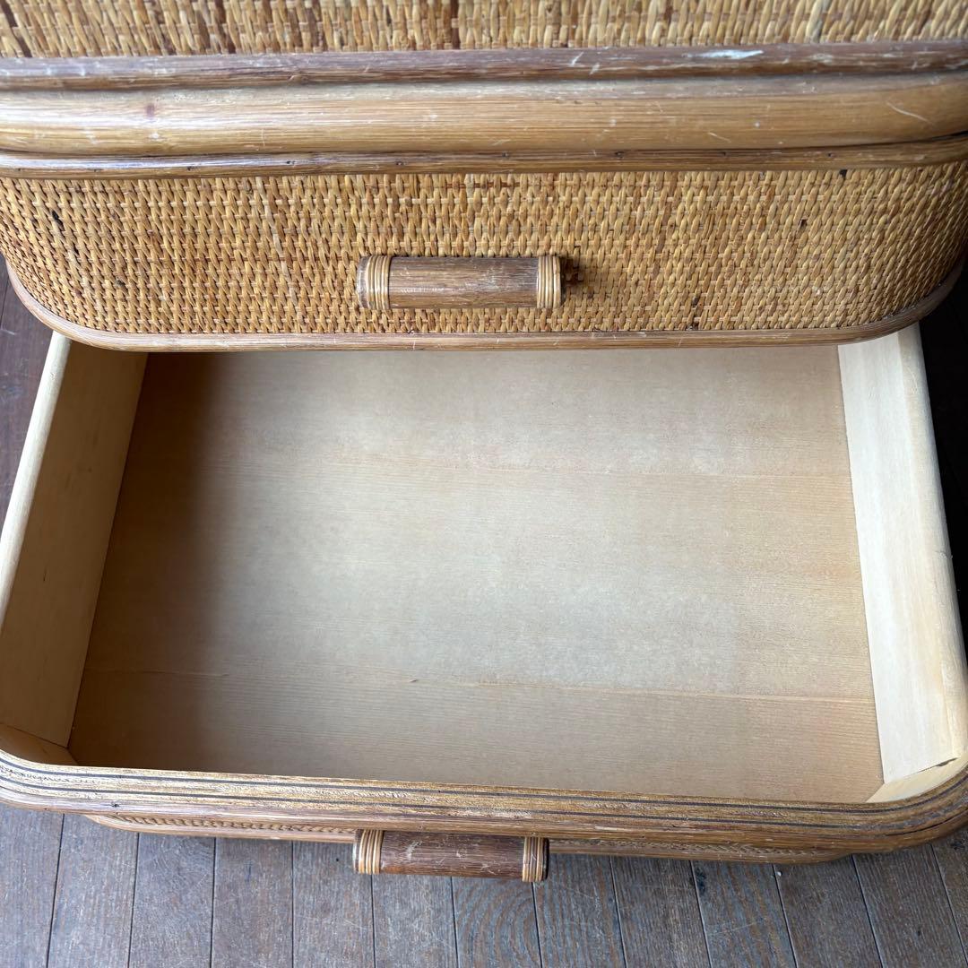 昭和レトロ ラタンチェスト 5段 籐家具 収納棚 アジアン ナチュラル 古家具