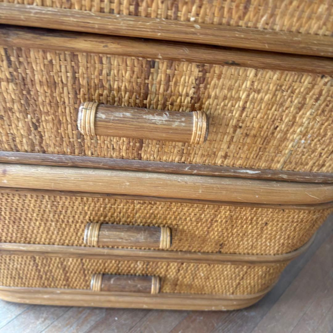 昭和レトロ ラタンチェスト 5段 籐家具 収納棚 アジアン ナチュラル 古家具