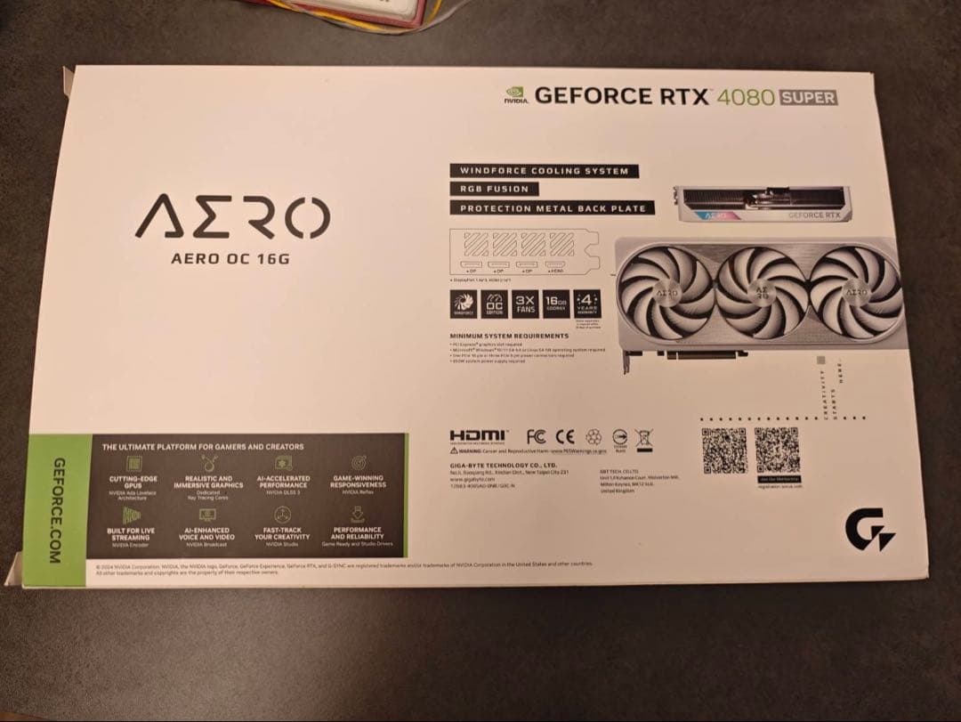 グラフィックボード・グラボ・ビデオカード GIGABYTE GEFORCE RTX4080SUPER AERO OC16G