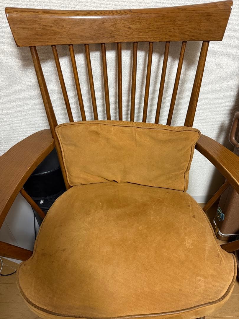 柏木工 オットマン付き ラウンジチェア 国産木製 ミッドセンチュリー 引取限定