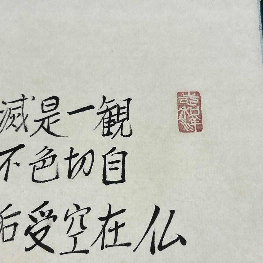 掛軸 仏説摩訶般若波羅蜜多心経 写経 写仏 紙箱付き 山崎建正 真言宗 仏画