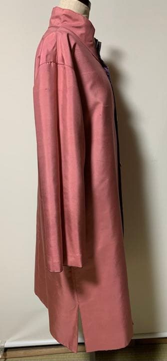 いいね割引対象 着物リメイク リバーシブルコート 紫大島紬と紅花染め紬 R315