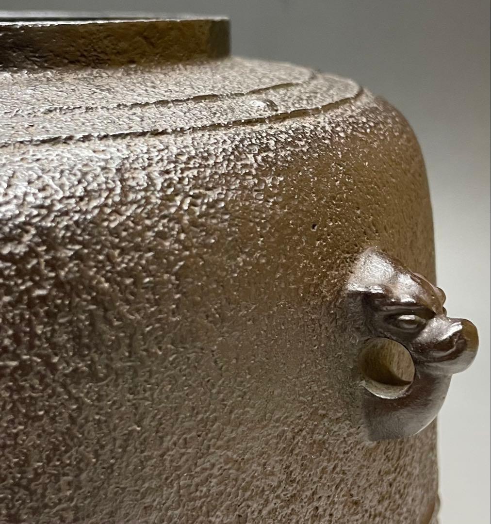 人間国宝　角谷一圭　萬代屋釜　茶釜　釜釻　四方桟共箱　i254