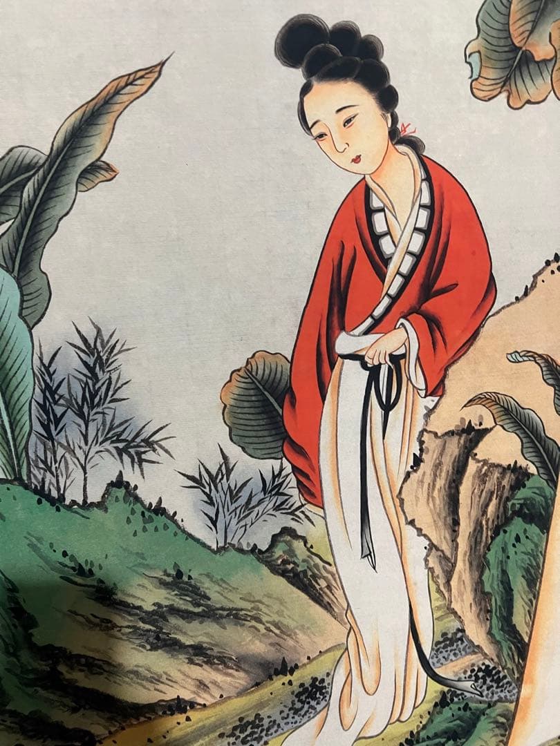 沈銓 蕉阴仕女 中国画 掛け軸 水墨画 和室 玄関 茶室 壁掛け 美術品
