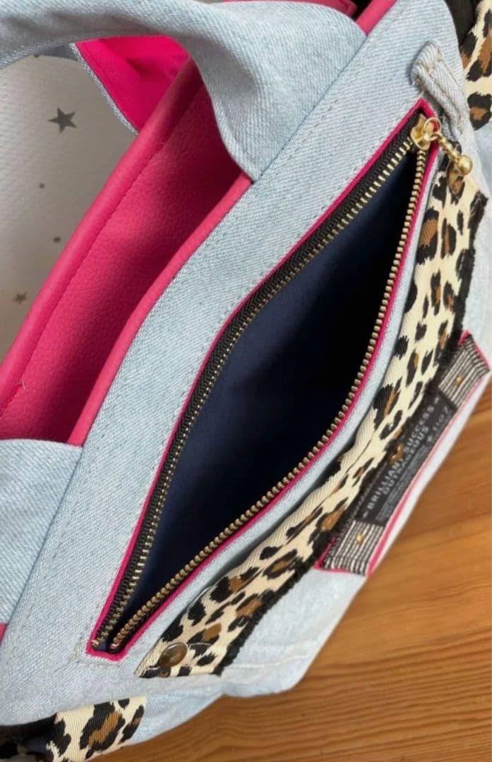 ダメージデニムリメイクバッグ（M）No.973☆ハンドバッグ　ミニミニポーチ