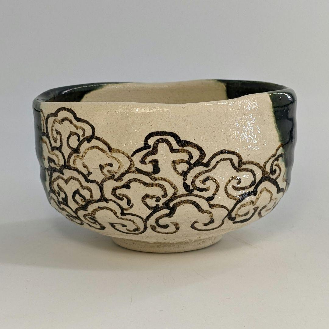 板谷波山/加藤華仙銘 瀬戸焼 茶盌 共箱 織部焼 抹茶碗 抹茶茶碗 茶道具 茶器