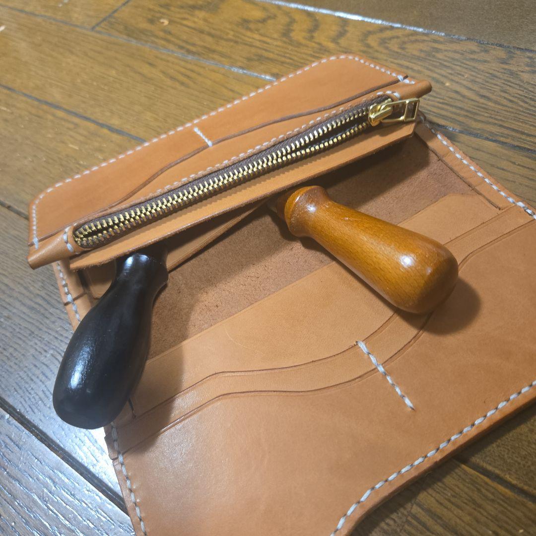 バイカーズウォレット　左利き用　ヌメ革