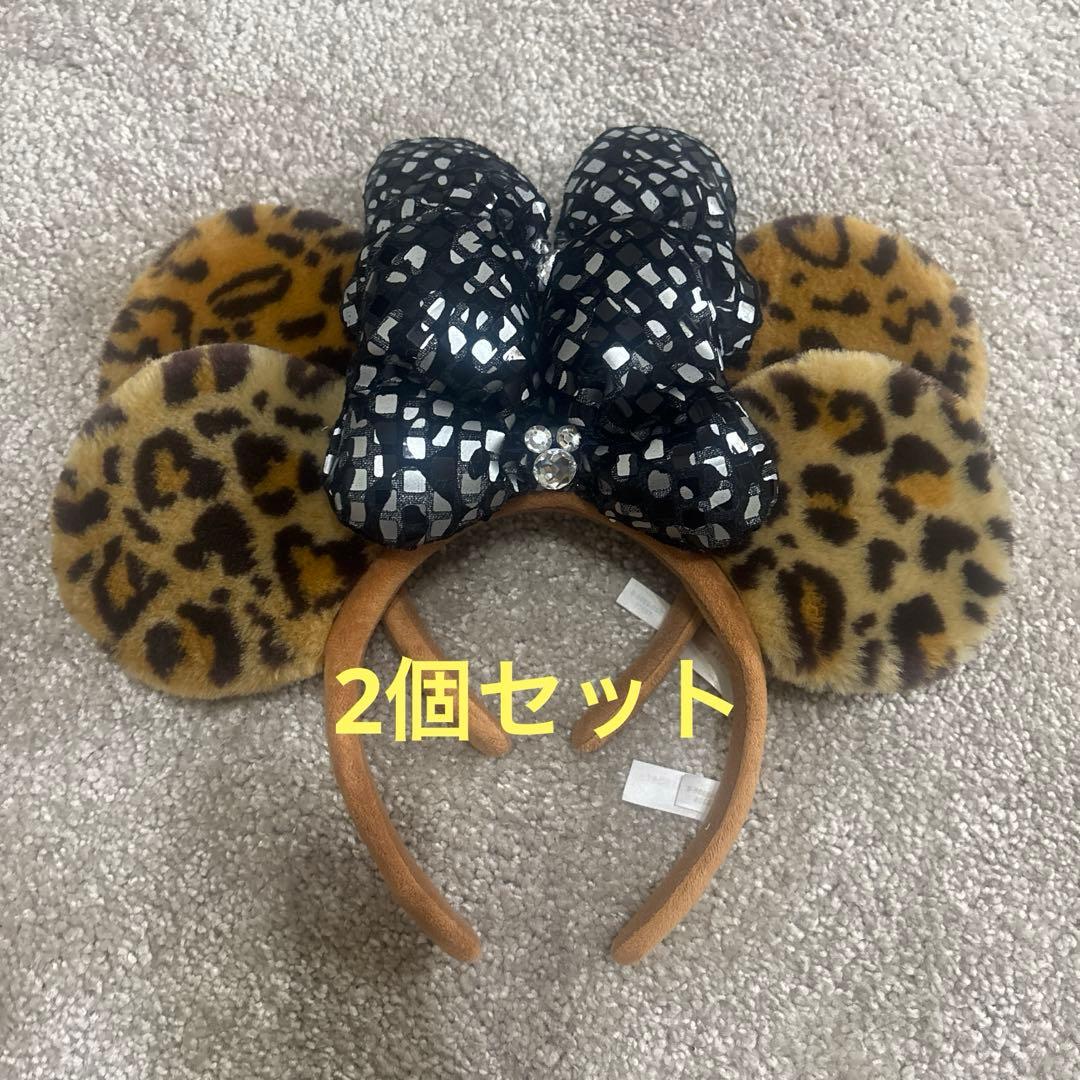 《2個セット》ディズニー ミニー ヒョウ柄 カチューシャ