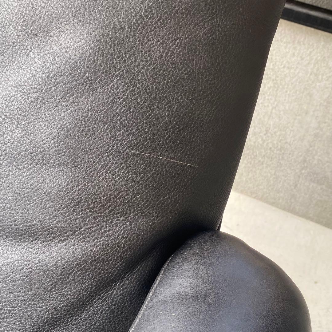 自宅保管品 maruni / マルニ リクライニングチェア 本革 レザー 黒