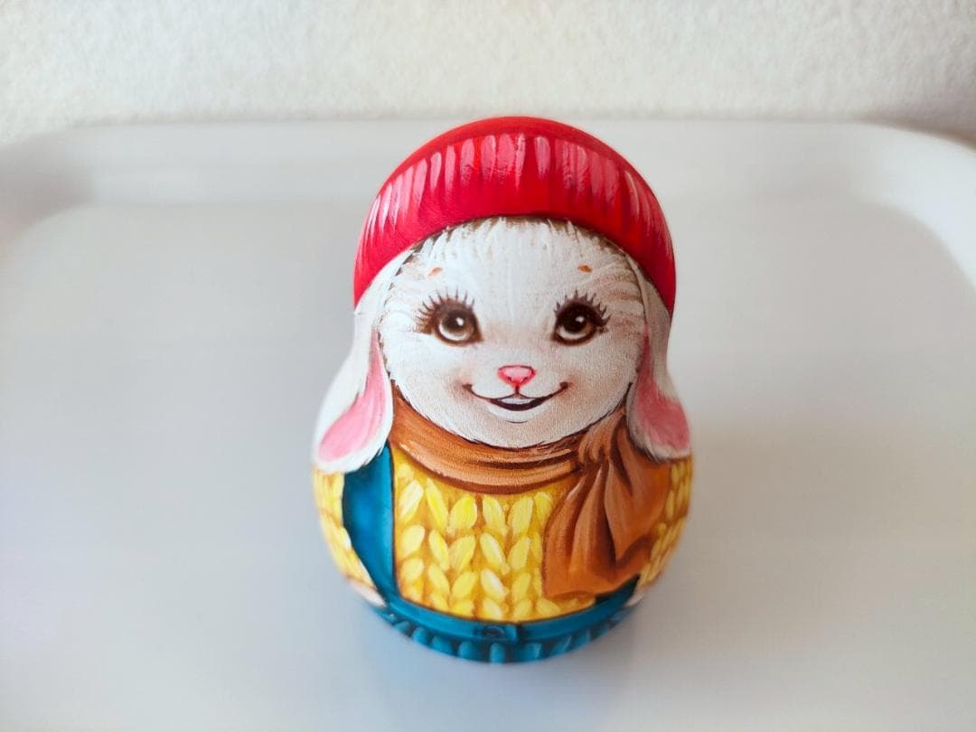 【KV008】10cm級 おきあがりこぼし カバノヴァ　うさぎ