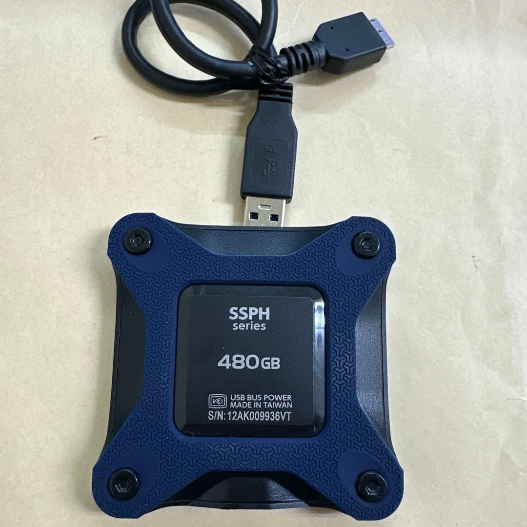 ポータブルSSD 480GB 耐衝撃 軽量 PS5/PS4/Mac対応