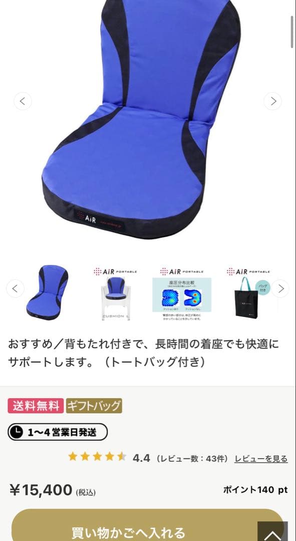 nishikawa AiR PORTABLE クッション L