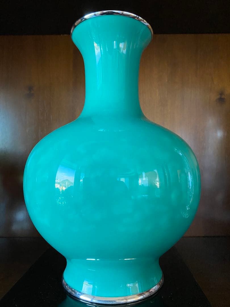 お値下げ⭐️美品⭐️安藤七宝店の七宝花瓶(大)翡翠釉花図