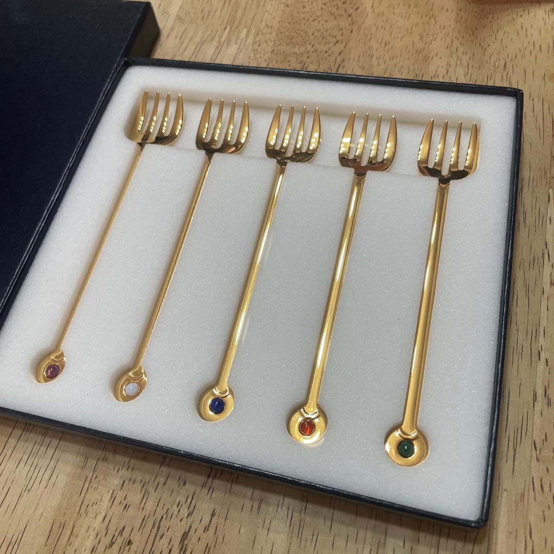 MIKIMOTO 半貴石　フォーク　5本セット